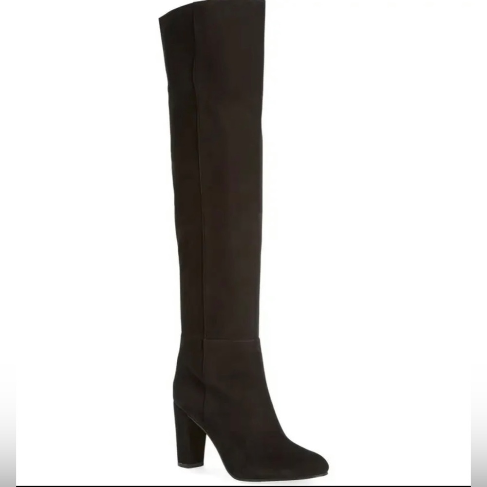 Halogen over-the-knee black sued boots